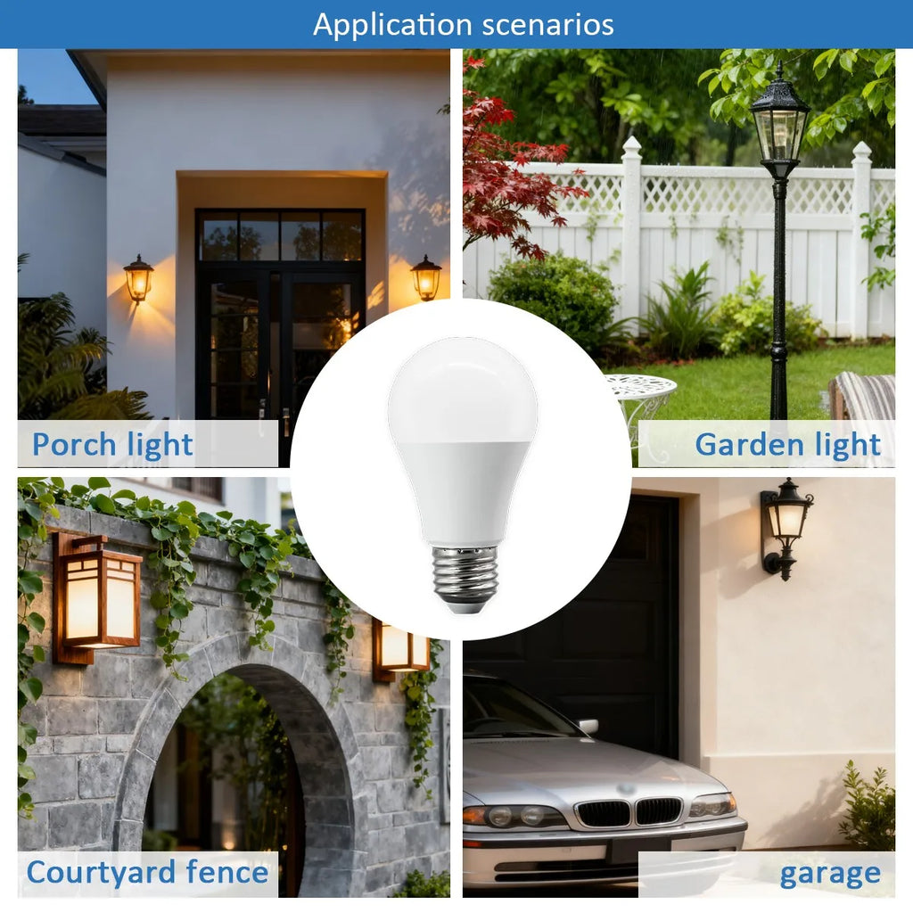 2Pack Led Sensor Control Bulb B22 E27  Bulb Light Dusk To Down AC100-240V 1000lm 10W 3000K-6000K for Underground Garage Corridor
