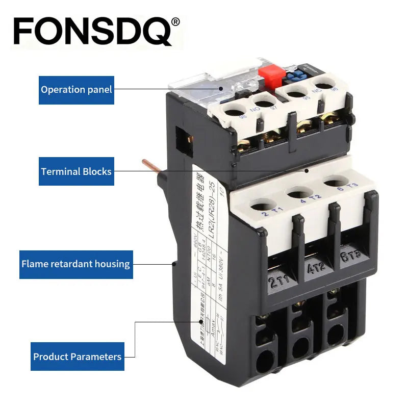 JR28 25A Thermal Overload Relay LR2-13D Adjustable Thermal Relay Electrical Relay Temperature Overload Thermal Protector