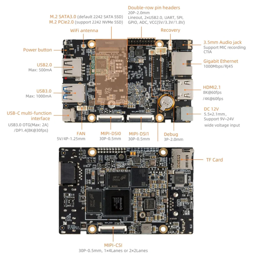 Firefly ROC-RK3588S-PC ARM Single Board Computer 8-Core 64-Bit CPU Rockchip SoC RK3588S