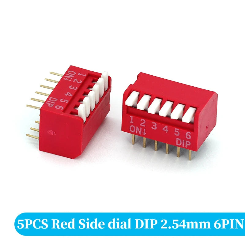 5PCS Slide Type Switch Module 1 2 3 4 5 6 7 8 10PIN /1.27/2.54mm Position Way DIP/SMD Pitch Toggle Switch Blue Snap Switch Dial
