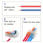 Mini Fast Wire Connectors Universal Compact Lever Nut Crimp Splitter Push-in Electrical Conductors Home Wiring Terminal Block
