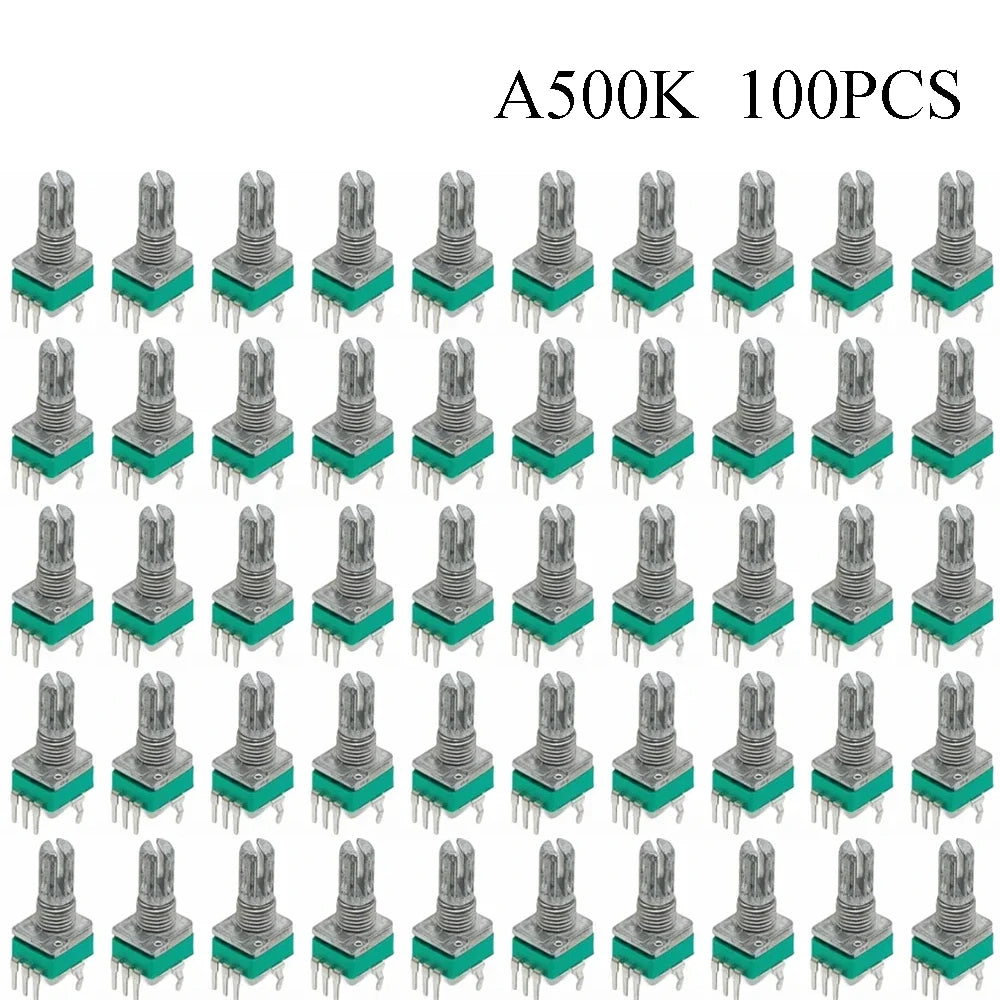100PCS RK097 Precision Linear Potentiometer Vertical Single Link Shank 15mm D axis B2K B10K B20K B50K B100K B500K B1M