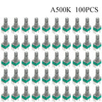 100PCS RK097 Precision Linear Potentiometer Vertical Single Link Shank 15mm D axis B2K B10K B20K B50K B100K B500K B1M