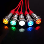 6mm Metal Indicator Light LED Warning Signal Lamp Pilot Wires Switch 3V 5V 12V 24V 220V Red Orange Blue Green White With Wire