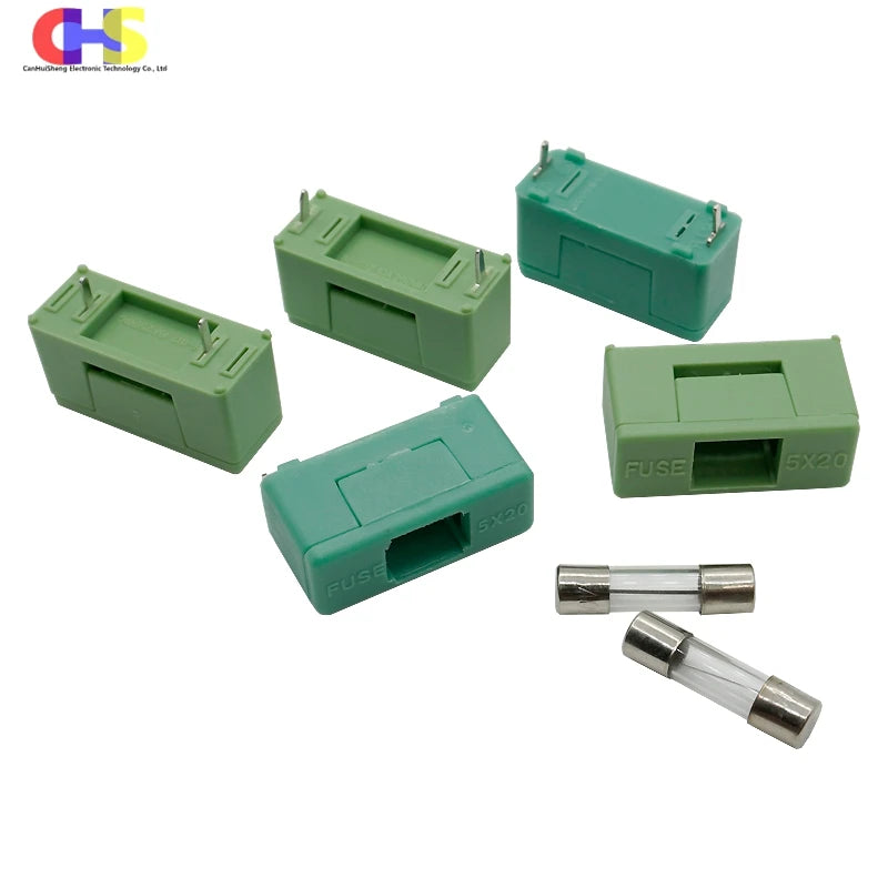 （10-50PCS）BF-012 5x20mm Fuse Holder With 5*20mm 0.2A-10A 250V Glass Tube Fuse For PCB Panel Mounting Foot distance 15mm 22mm