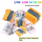 1% 5%  Metal Film Resistor Assortment Kit 1/4W 1/2W 1W 2W 3W 5W Through Hole 30/41/130 Values Electronic Components 300 600 2600