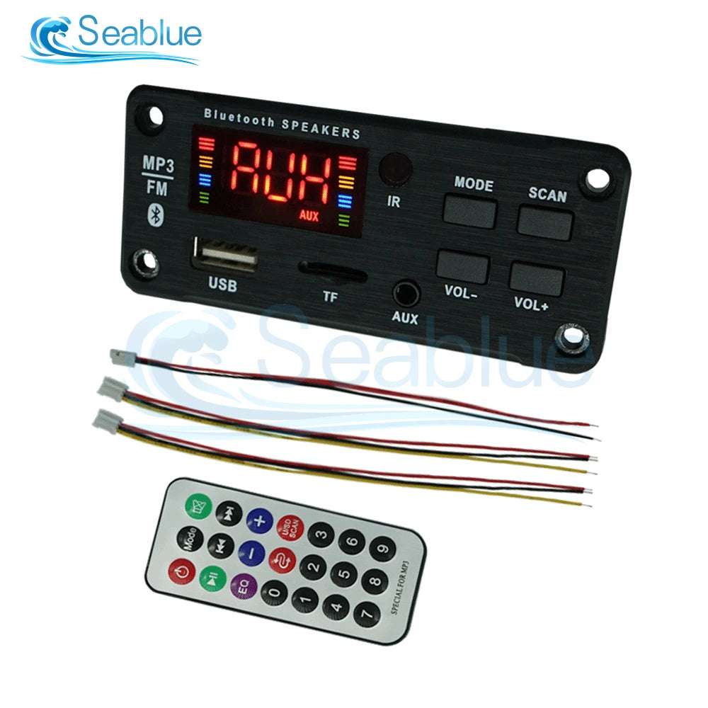 7-18V 50W Bluetooth5.0 Decoding Board Module Wireless Car USB Player Bluetooth TF Card Slot/FM/Remote 2*25W Decoder Audio Module