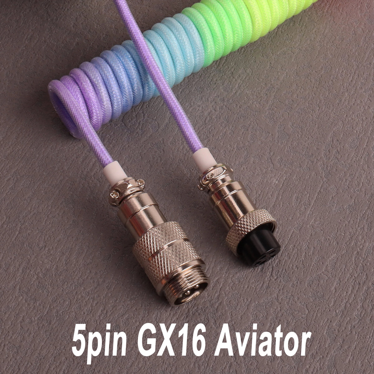 LANO 8 Colors Metal Aviator Connector GX16 USB to Tpye C Keyboard Spiral Cable PC Desk Accessories Connector For Pc Accessorie