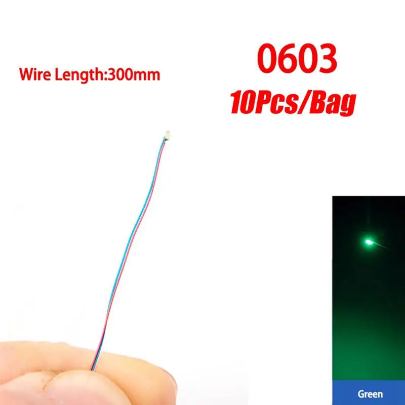 10Pcs/Set DIY Model Kits LED 0402 0603 0805 1206 SMD Lamp Wired Micro LED Chip 3V 30cm Pre-Soldered Miniature Scenes Toy Lights