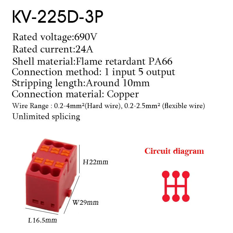 1Pc Wire Electrical Cable Connectors Plug-in Terminal Block PTFIX 2.5mm² Splitter Spliceable DIN-Rail Mounting Junction Box Tool