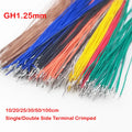 100pcs JST GH1.25mm Single Double Head Terminal Crimp Colorful Electronic 10/15/20/25/30/50/100cm 28awg PVC Wire without Housing