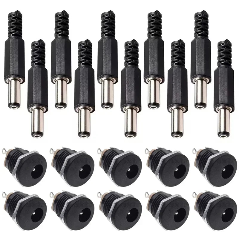 10Pairs DC Power Socket 5.5x2.1mm 5.5*2.5mm Panel Mount DC Power Plug DC Female Jack Connector