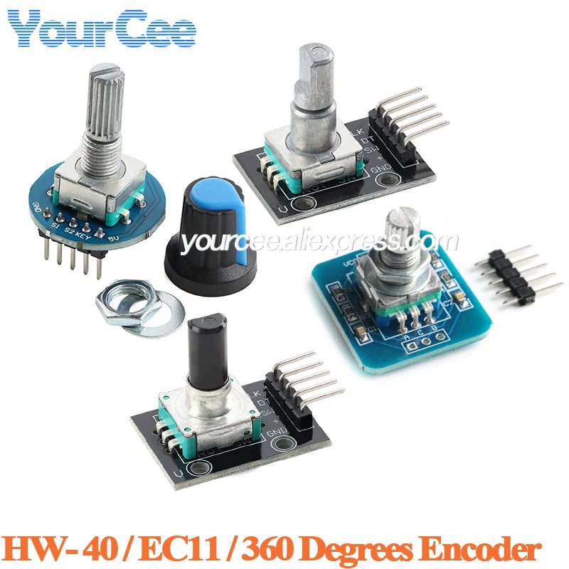 2pcs/1pc EC11 360 Degree Rotary Encoder Module with Knob Cap Potentiometer Digital Pulse Output for Household Electric Appliance