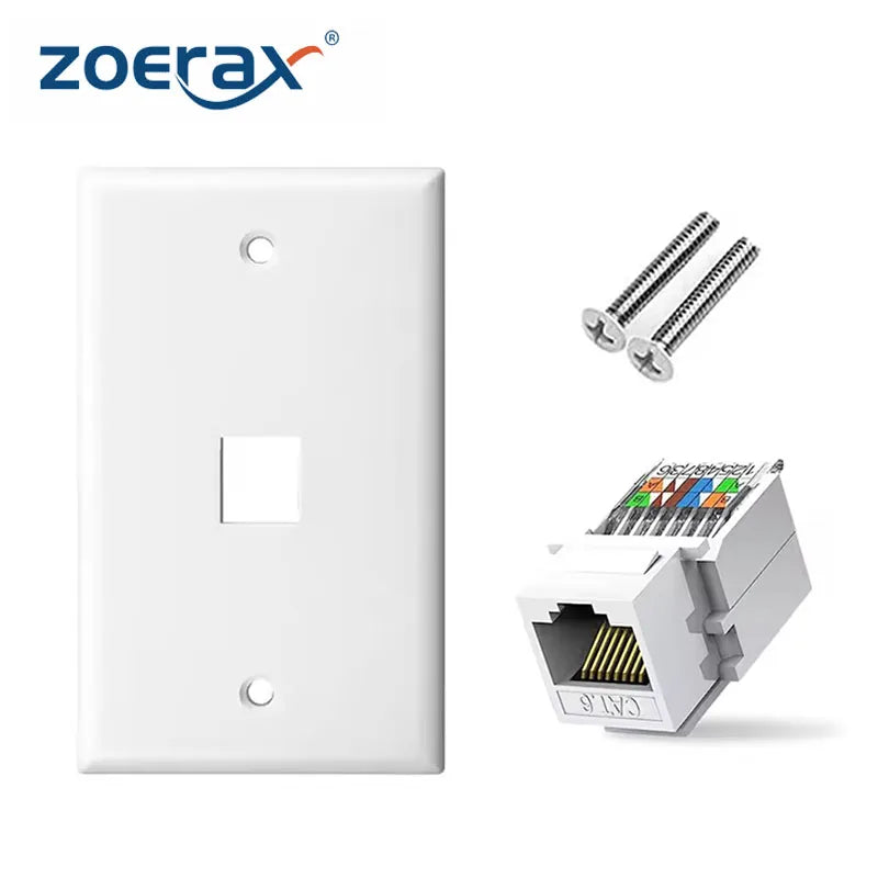 ZOERAX 1PCS Tooless Cat6 Ethernet Wall Plate ,RJ45 Wall Plate,RJ45 Keystone Jack Connector Cover Plate for CAT6/5E Cable