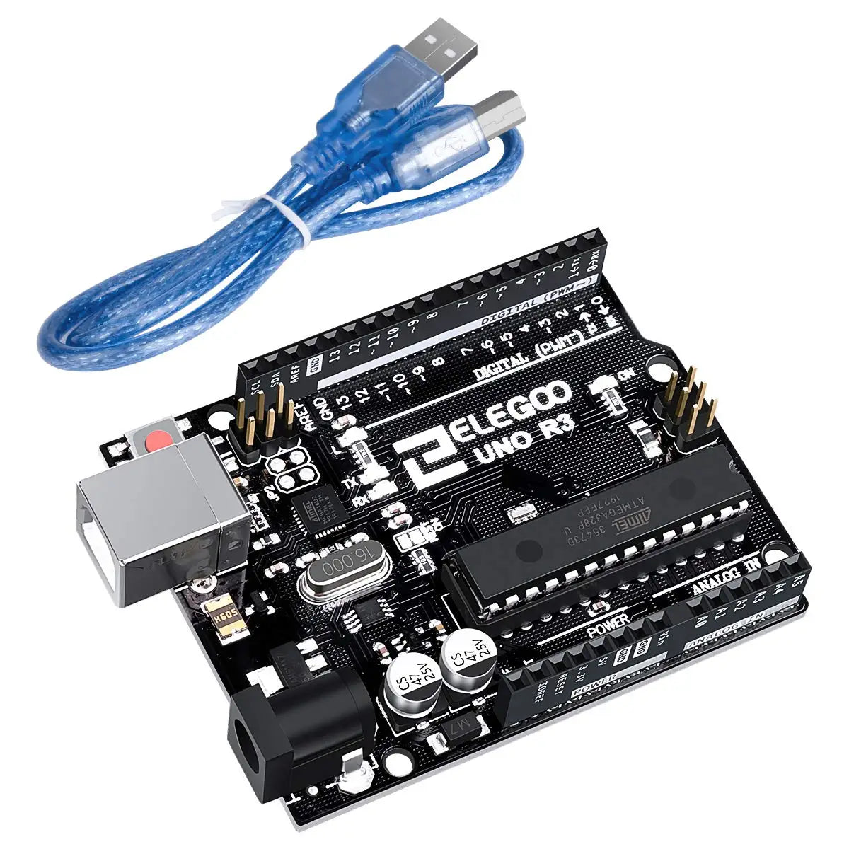 ELEGOO UNO R3 Board ATmega328P with USB Cable, Compatible with Arduino® IDE