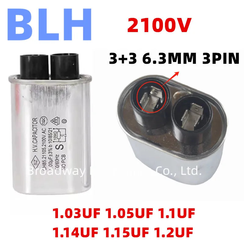 CH85 CH86 High voltage capacitors for industrial microwave ovens 2100V 3+3 6.3MM 3PIN 1.03UF 1.05UF 1.1UF 1.14UF 1.15UF 1.2UF