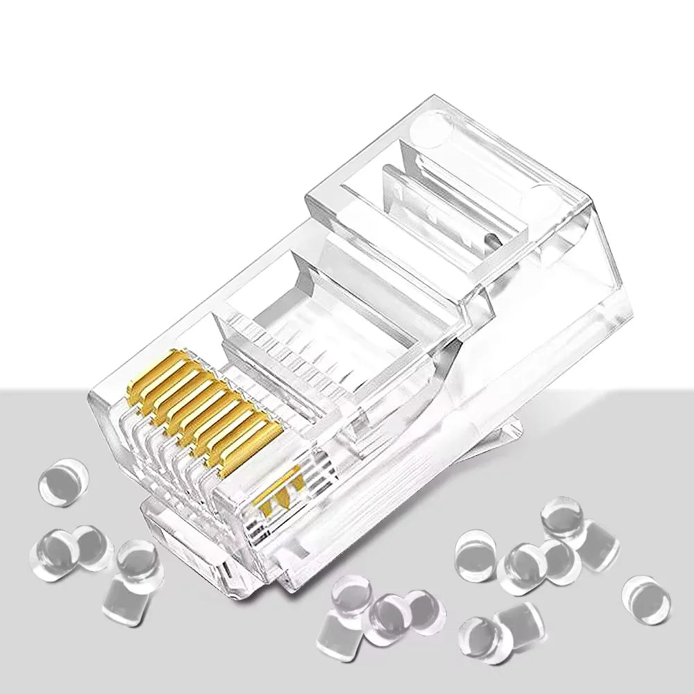 50/100pcs RJ45 CAT5 Cat6 Pass Through Connector Gold Plated Unmodule Plug Network RJ-45 Crystal HeadsEthernet Cables