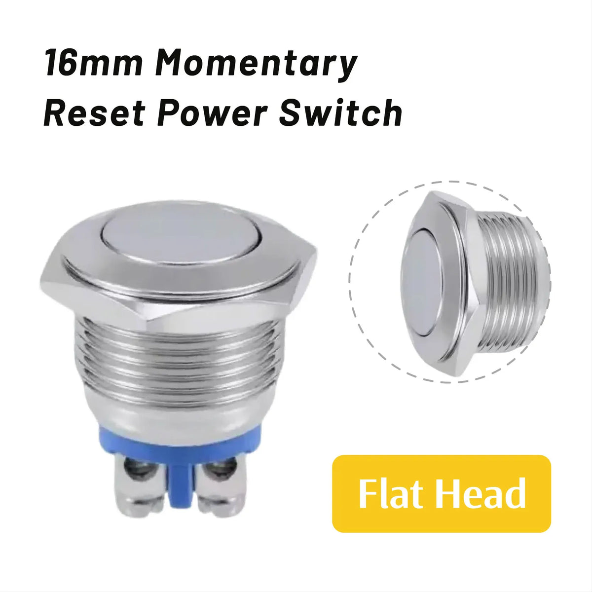 5/20Pcs 16mm Waterproof Momentary Reset Metal Push Button Switch  Screw Terminal Power Switch Car Engine Doorbell