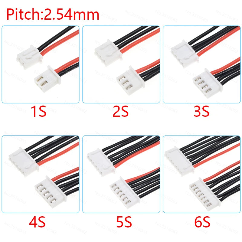 5/10Pcs 1S 2S 3S 4S 5S 6S 22AWG Silicone RC Model Lipo Battery Balancer Charger Plug Wire Connector 2.54mm JST-XH Cable IMAX B6