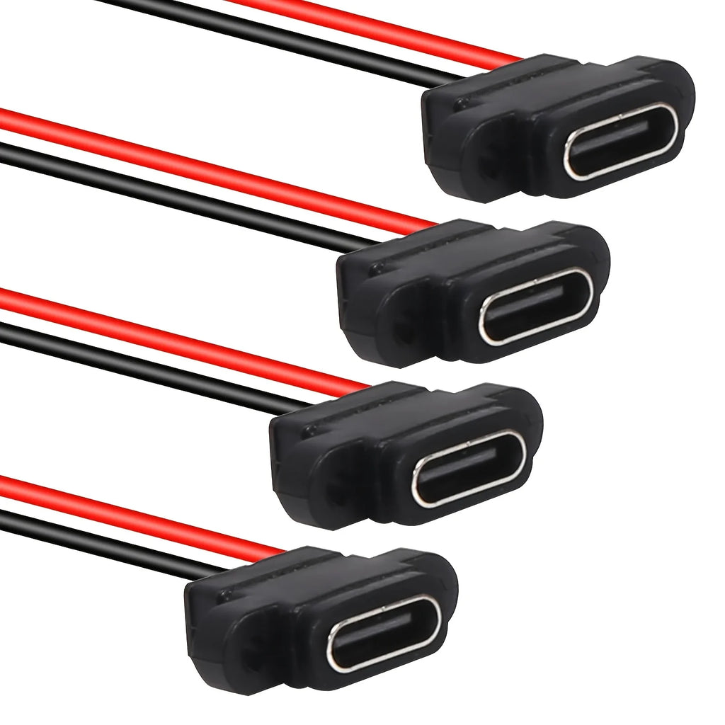 Waterproof USB3.1 Type C Female Panel Mount Socket 2Pin 3A High Current Fast Charging Welding Connector with Rubber O Ring Seal