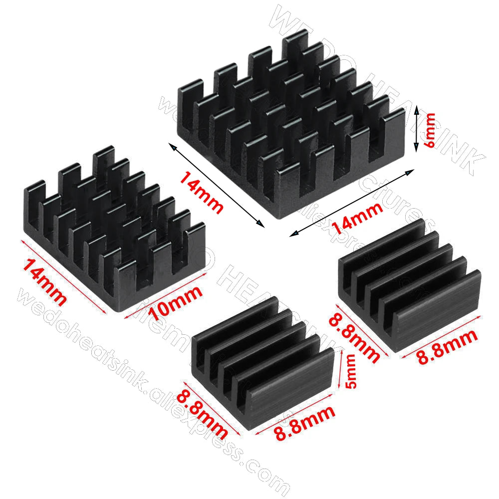 WE DO HEATSINK 4pcs/set Raspberry Pi 4 DIY Heat Sink Aluminum Heatsink Cooler Radiator Kit for Raspberry Pi 4B Heat Dissipation