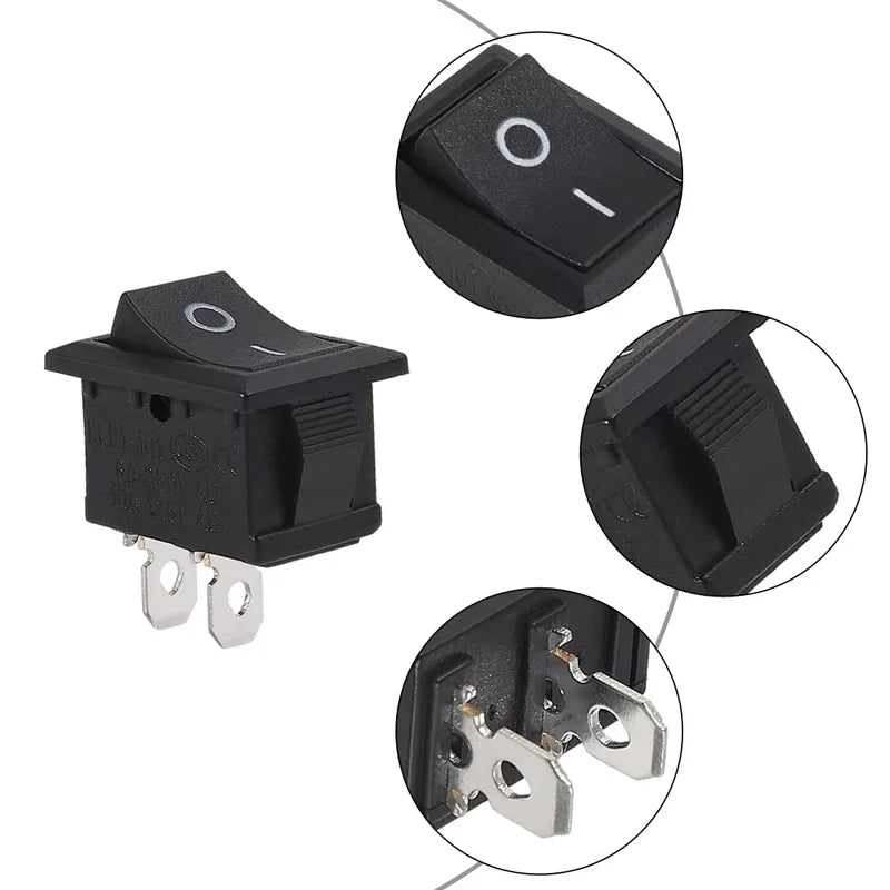 10pcs Snap-in Boat Rocker Switch Toggle Power SPST ON-OFF 2 Pin AC 250V 6A 125V 10A 2 Pin Position Snap Switch for Car Auto Boat