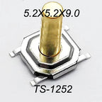 Metal Tactical Push Button Switch,Tact Switch,5.2x5.2x1.5mm to 9mm 4PIN SMT,Key Switch Speaker Audio button,PER 50PCS