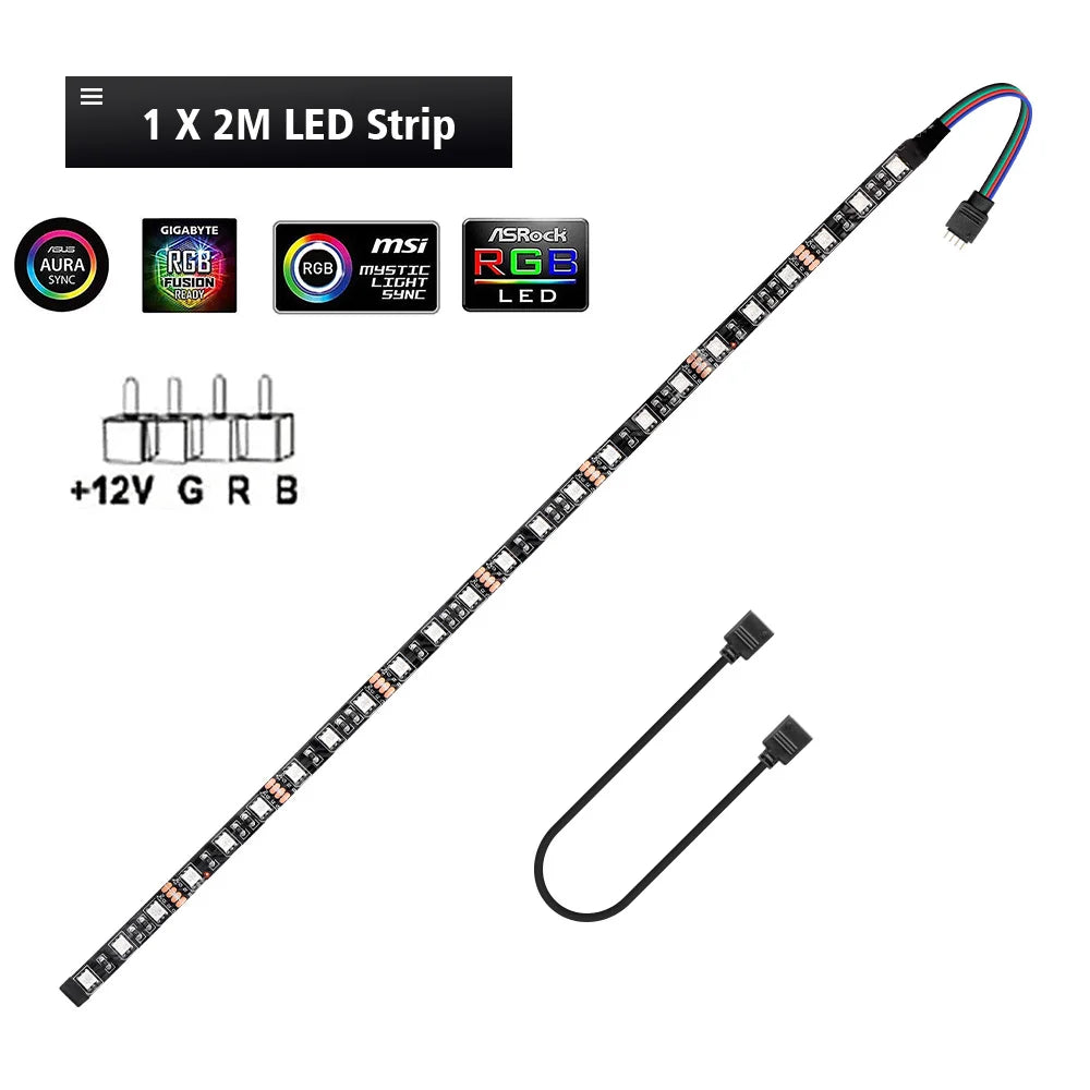 12V 4 Pin RGB Gaming PC Led Strip Light 5050 RGB Tape For Aura Sync MSI Mystic Light Motherboard Control Computer Case Backlight