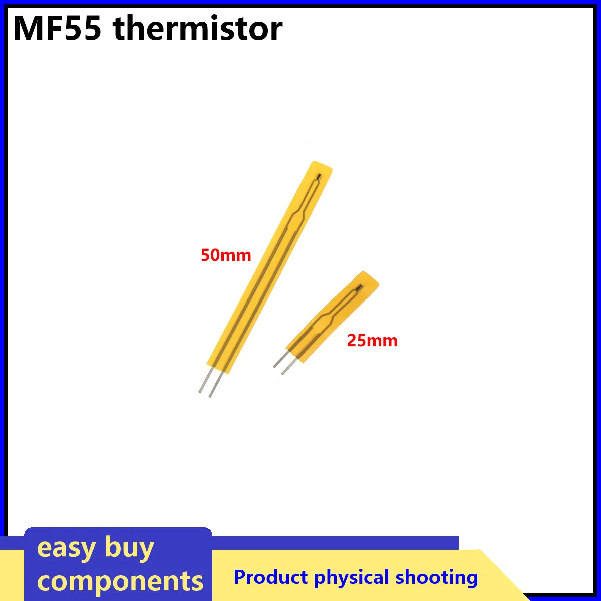 10/5PCS NTC thermistor temperature sensor Film resistance probe MF55 B3435 B3950 10K 50K 100K 25MM 50MM
