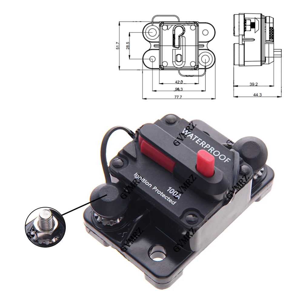 250A 300A Circuit Breaker 30A 40A 50A 60A  AMP Waterproof Boat Car Circuit Breaker  70A 80A 100A 120A Fuse Reset 150A 200A