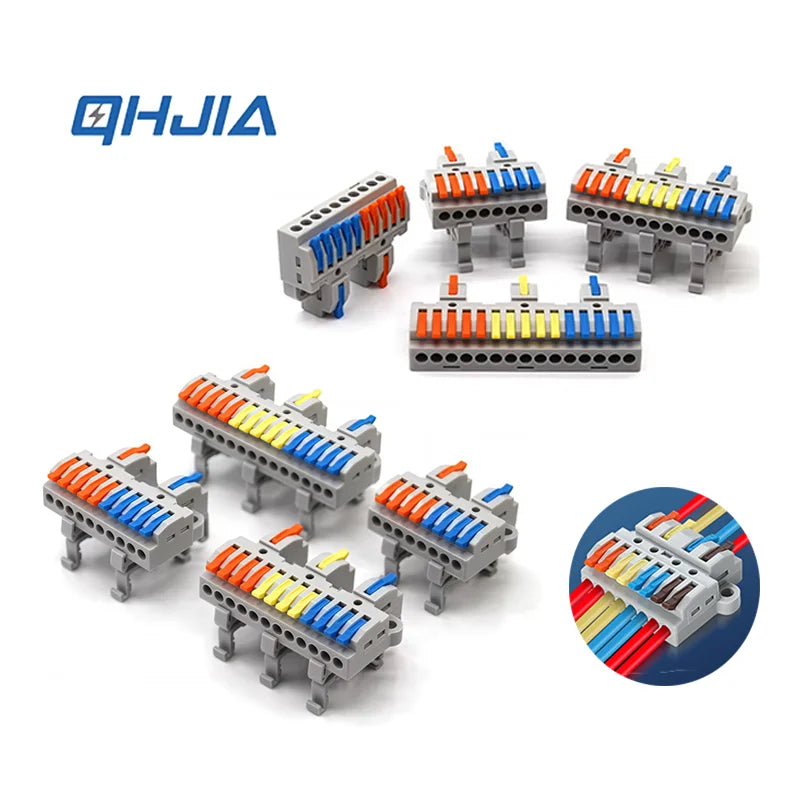 Universal Quick Push-in Electrical Wire Terminal Blocks Splitter Cable Connectors Mounted Junction Box for Home Industrial Use