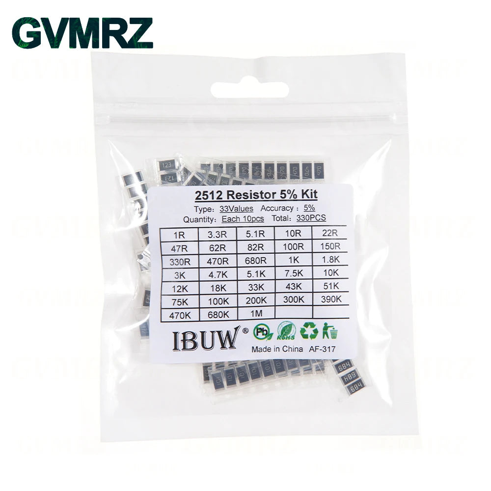 0201 0402 0603 0805 1206 1% 5% SMD Resistor Assorted Kit 1R-1M 10K 100K 1K 100R Resistance Set DIY