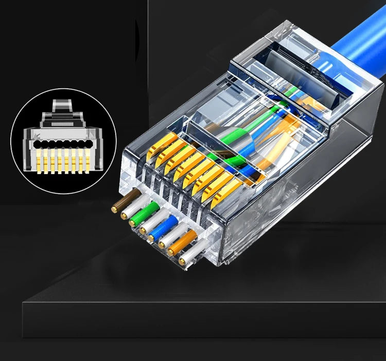 Linkwylan Cat7 Cat6 Cat5e UTP STP Pass Through Plug Network RJ45 Modular Connector 1.1/1.3/1.5mm Holes For Solid Stranded Cables