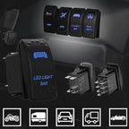 Waterproof Rocker Switch with Blue LED | 12V/24V Latching & Momentary (SPST/ DPDT) | for Marine, UTV, ATV, RZR, Automotive