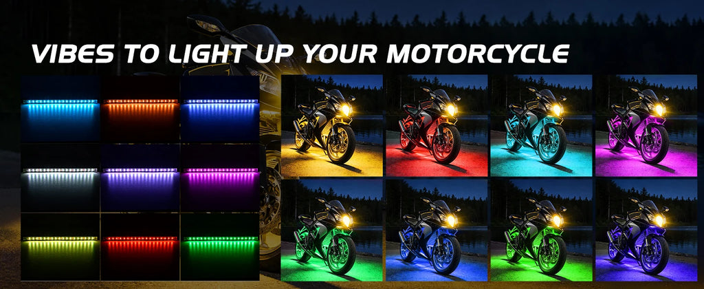 Nilight 8PCS Motorcycle RGB Led Light Kit Waterproof Multi-Color Atmosphere Lights Lamp with 4Key RF Wireless Remote for Harley Davidson Honda Kawasaki Suzuki