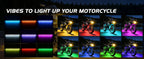 Nilight 8PCS Motorcycle RGB Led Light Kit Waterproof Multi-Color Atmosphere Lights Lamp with 4Key RF Wireless Remote for Harley Davidson Honda Kawasaki Suzuki