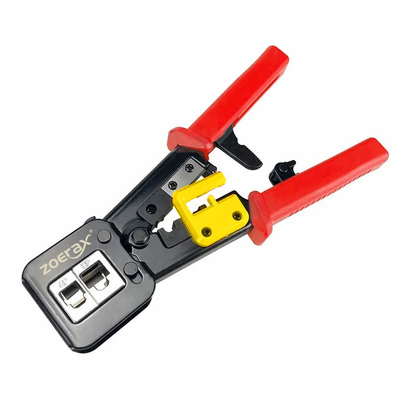 ZoeRax RJ45 Cat6/5e/5 Crimp Tool Kit with 20PCS Cat6 pass through Connectors and Covers, Wire Punch Down Cutter,Cable Tester