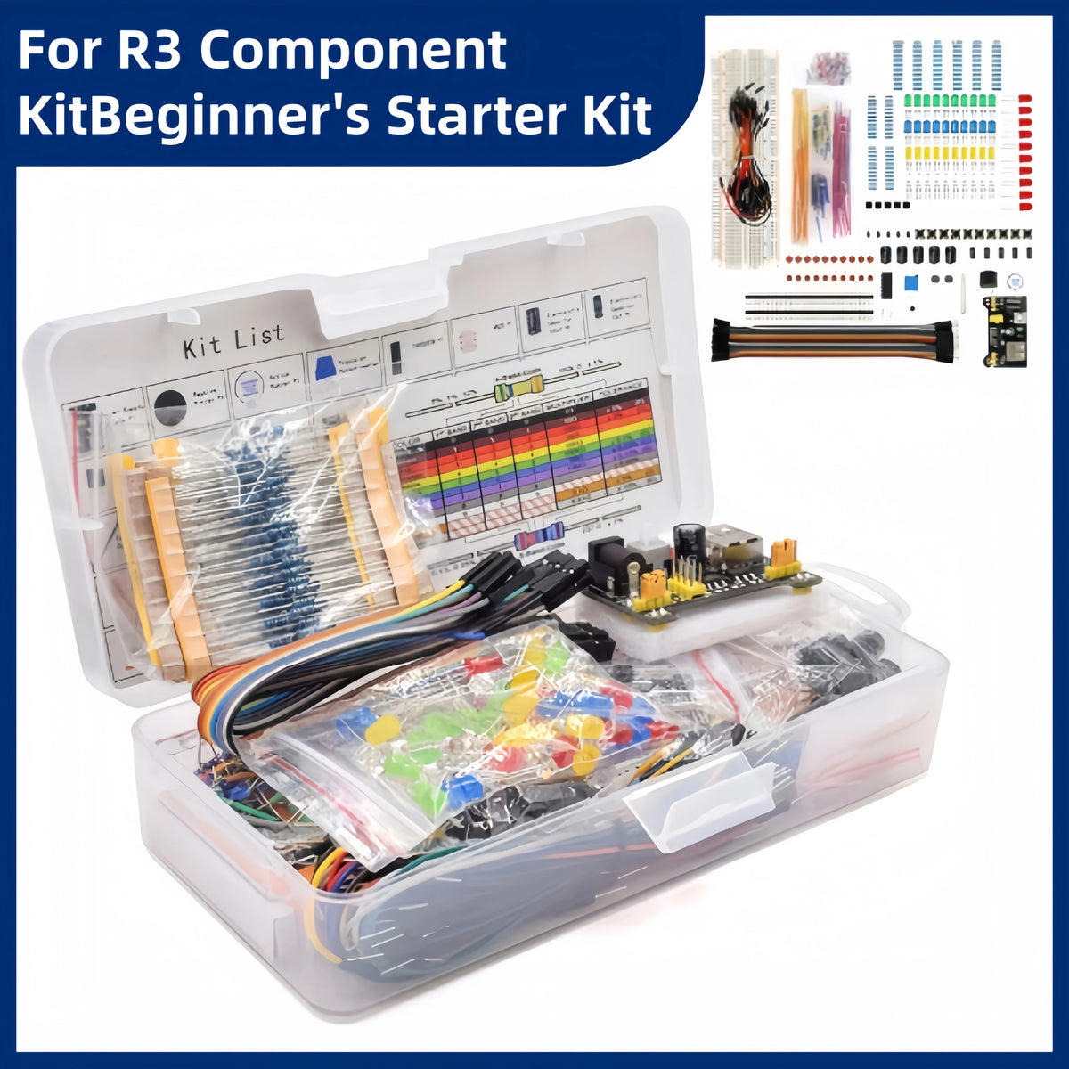 830 Point Breadboard DIY Kit for Arduino, Electronic Component Assorted Set with LEDs, Jumper Wires, Resistors, Capacitors