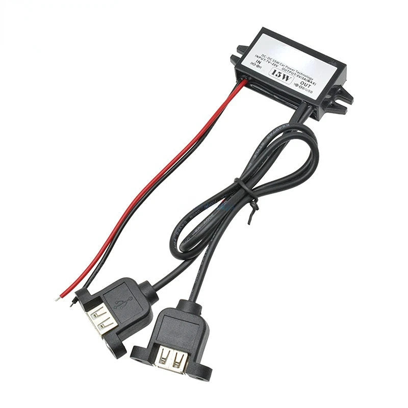 DC-DC Step Down Module Power Converter 12V to 5V 3A Wire/Dual Ear USB /Type C/dual USB/Adapter USB-A Female Connector Waterproof