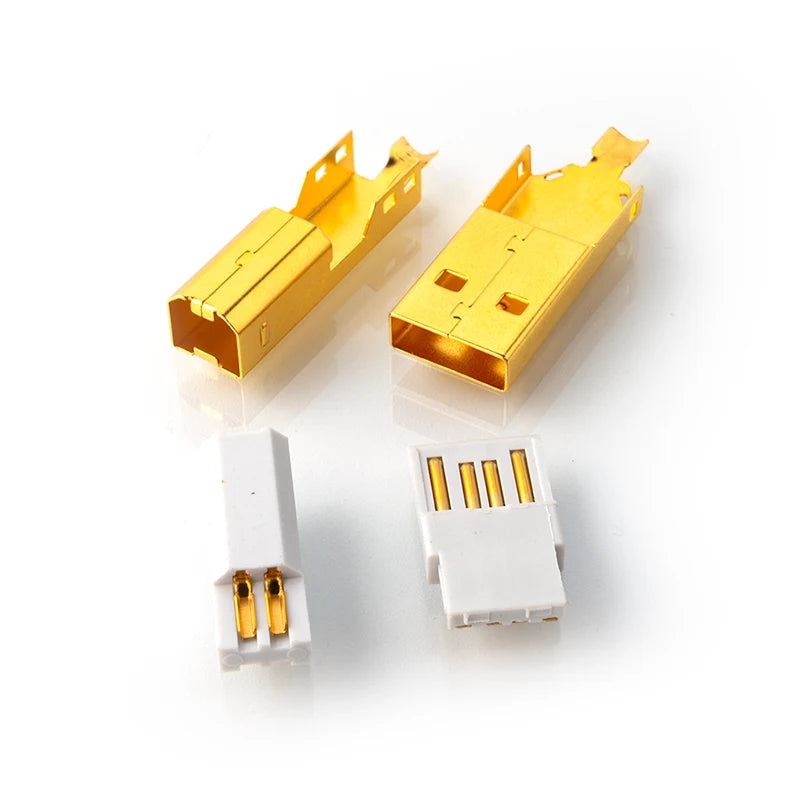 PURELINE USB Plug 2.0 Type A B Copper Gold Plated 5u Male HIFI DIY  USB Interface Terminal Port Data Line Connector Decoder 5U