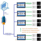 Modbus RS485 Analog IO Module Paperless Recorder Board 8-Way 1-Wire DS18B20 Digital Temperature Sensor