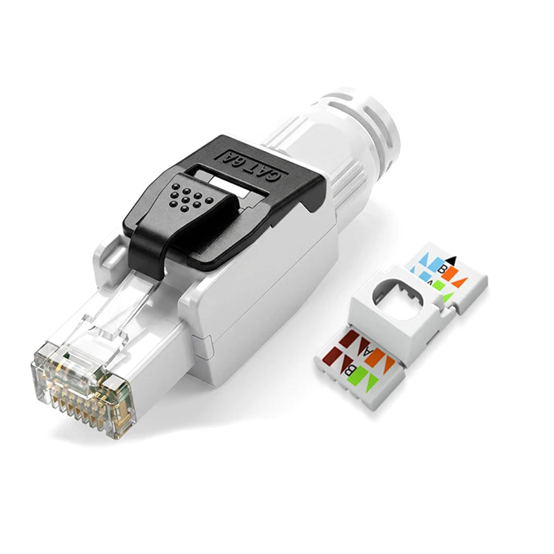 BYXGD Toolless RJ45 Connectors 100Mbps 1000Mbps 10Gbps Tool Free Reusable Cat5e Cat6a Cat7 Metal Plug Ethernet Plug Shielding