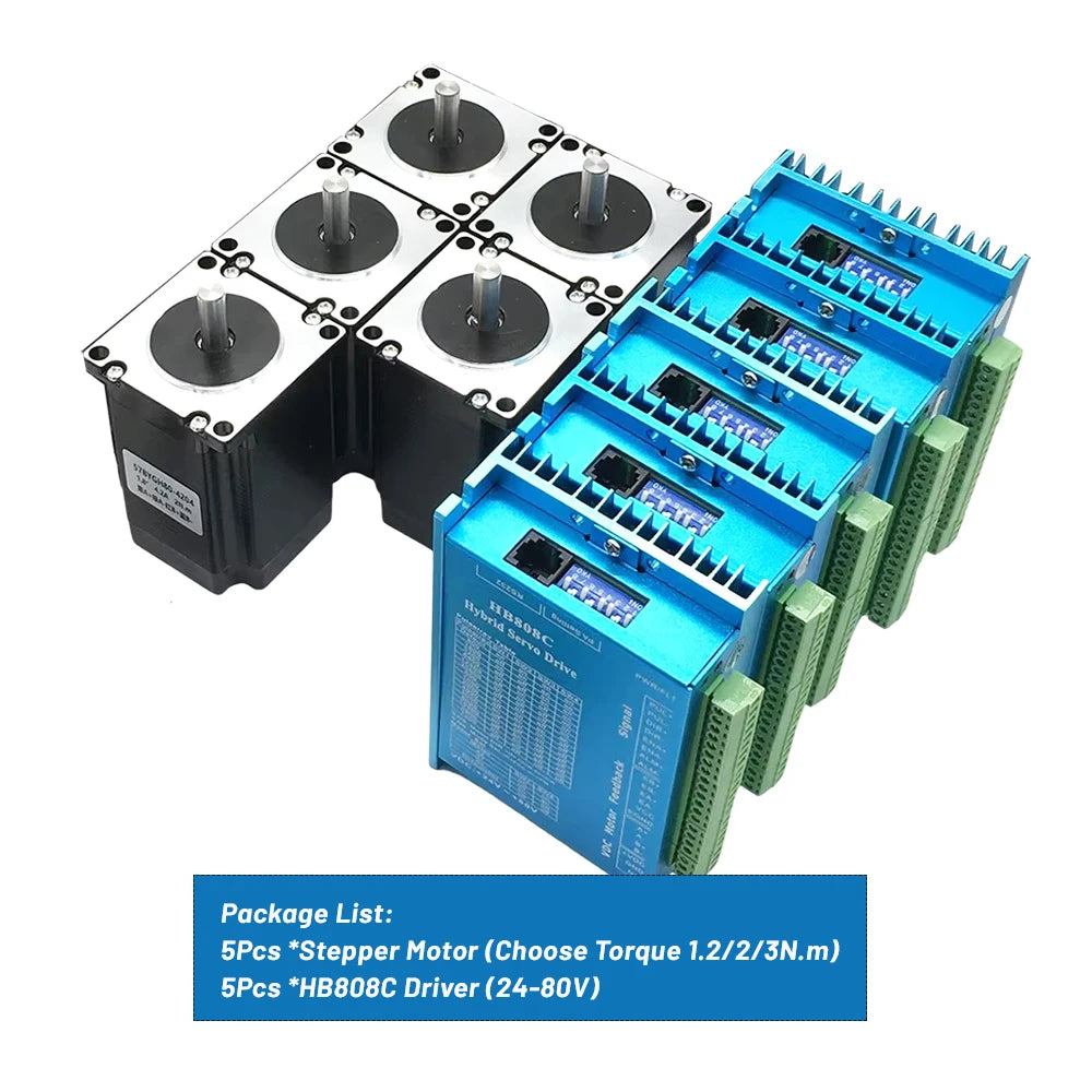1/2/3/4/5 Axis Kit Nema23 Closed Loop Stepper Motor 1.2Nm/2Nm/3 Nm DC Hybird Servo With Encoder Motor Drive Kit  For CNC