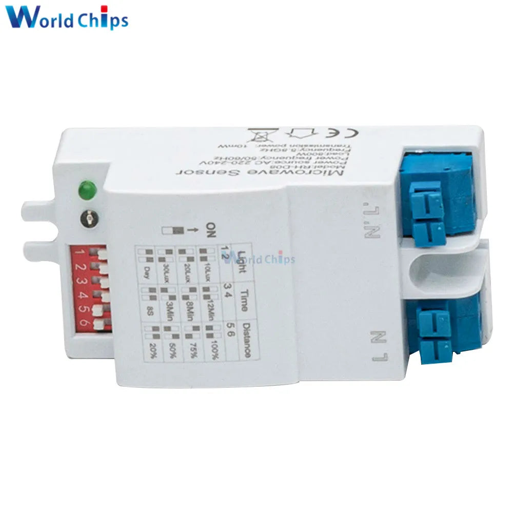 AC220-240V 5.8GHz Microwave Radar Sensor Switch Multi-Adjustment Body Motion Detector High Sensitivity LED Light Sensor Switch