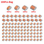 55PCS/100Pcs Electrical Wire Connector Kit 2/3/4/5 Port Lever Compact Splicing Terminal Block Reusable for Electrical Wiring