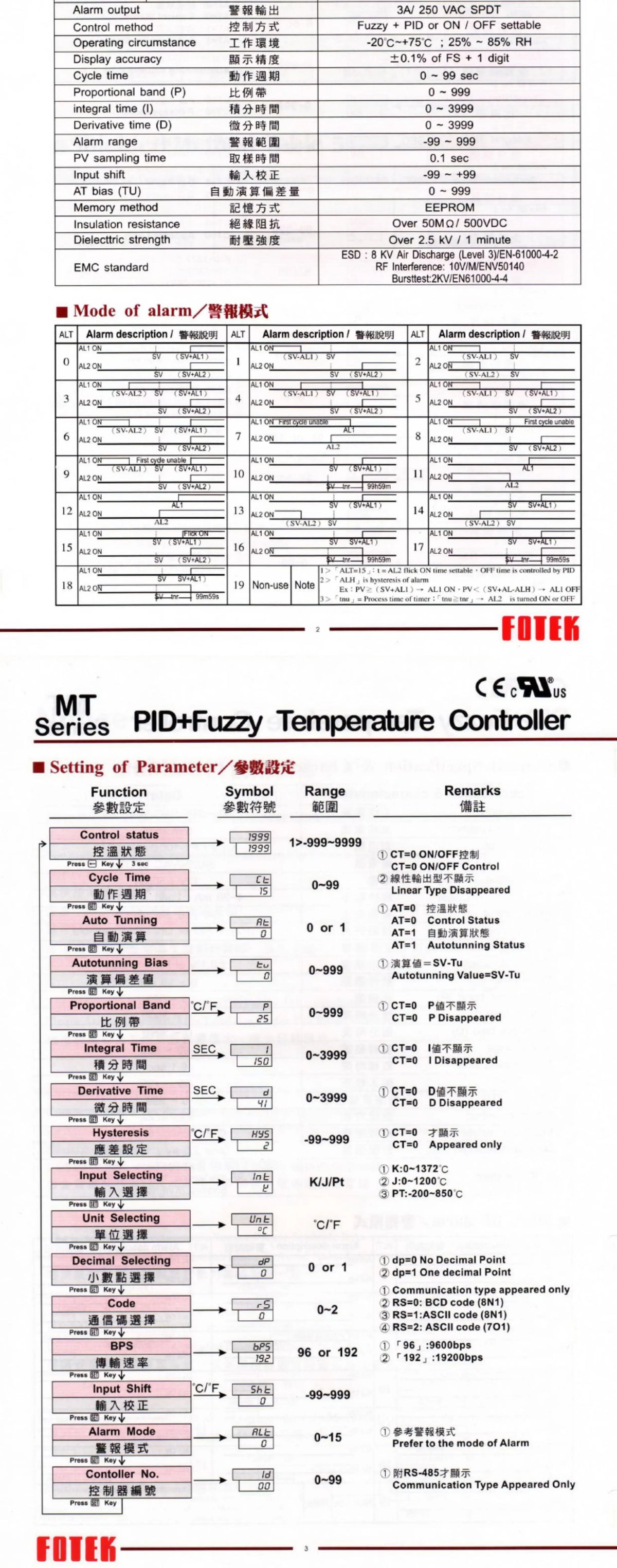 FOTEK Temperature Controller MT4896-R MT4896-V MT4896-L NT-21R NT-21-V NT-21-L MT-48VE-CT MT-96R-RS485 MT-48RE-CT MT-48LE-CT