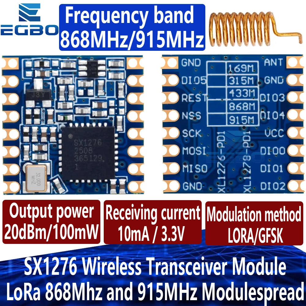 SX1276 Wireless Transceiver Module Lora 868Mhz 915MHz Modulespread Spectrum Long-Range Wireless Communication LORA / GFSK ESP32
