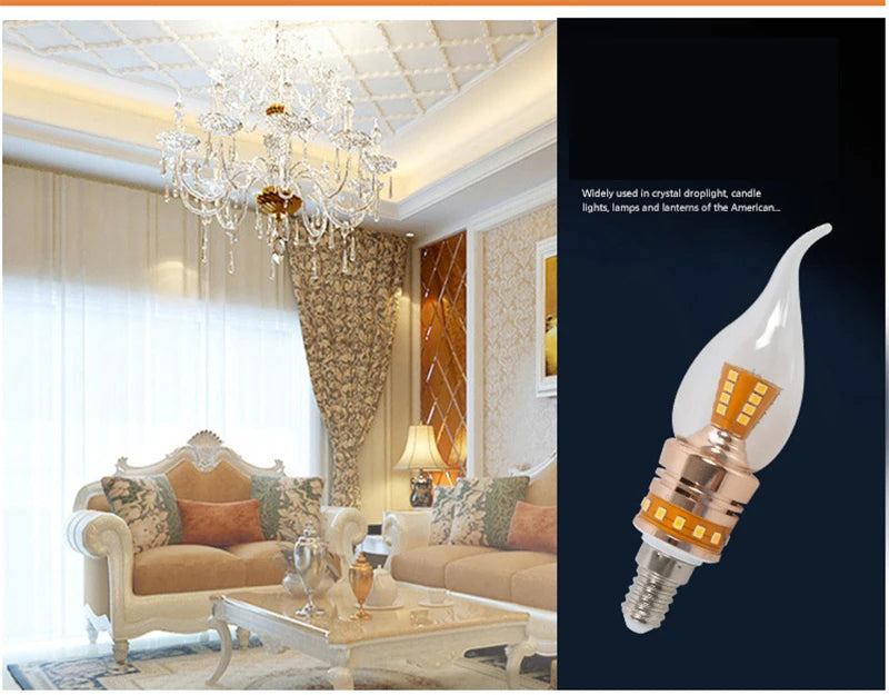 New E14 LED Bulb 10W 12W 15W LED Candle Light AC220 240V Lamp Cold White/Warm White Glass Bulb Retro Antique Vintage Style