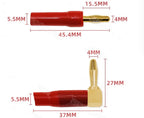 4PCS 4mm L-shaped Right Angle Banana Plug Soft Plastic Shell 90 Degree Banana Connector Red Black for Audio Video Speaker