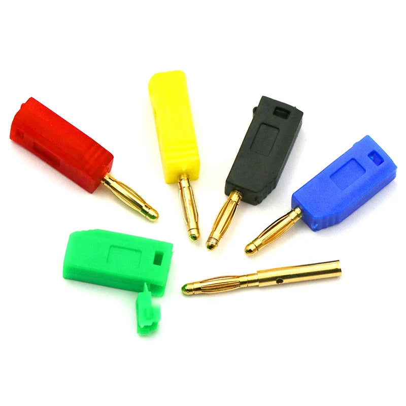 10pcs 2mm Stackable Banana Plug Gold Plated Copper Mini Connector with 2mm Socket Jack Welded/soldered 30V/10A